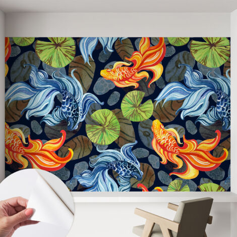 Fotomurale adesivo stickers - murali decorativo - soggiorno moderno - effetto realistico - Motivi ittici 152x104 cm (1/5)