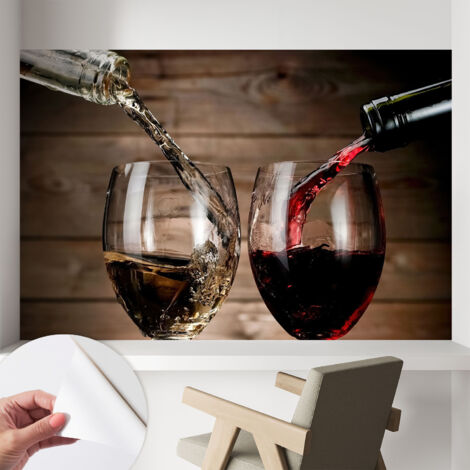 Carta da parati autoadesiva - fotomurale - decorazione parete - murale - adesivo da muro - Bicchieri di vino 104x70 cm