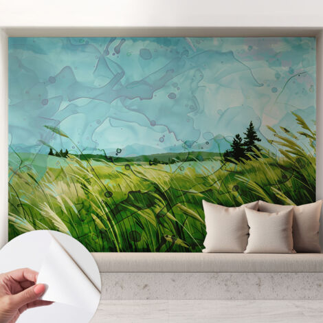Carta da parati adesiva - lavabile - decorazione murale - per cucina - pellicola decorativa Paesaggi verdi 208x146 cm (1/5)