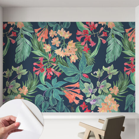 Fotomurale adesivo stickers - per camera da letto - per corridoio - decorazione casa moderna Fiori tropicali 152x104 cm (1/5)