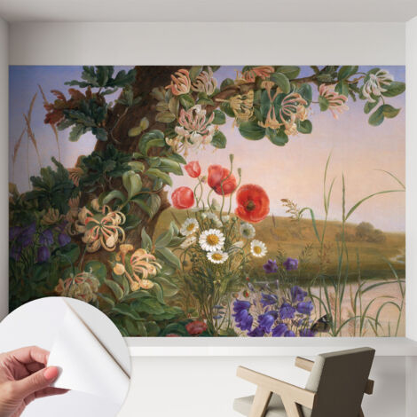 Carta da parati autoadesiva - Fotomurale adesivo - soggiorno moderno - resistente - Idillio floreale 152x104 cm (1/5)