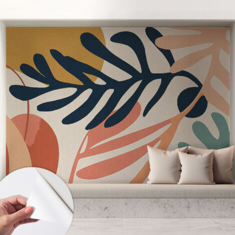 Carta da parati autoadesiva - impermeabile - murale da parete - decorazione murale - Motivi fogliati 208x146 cm (1/5)