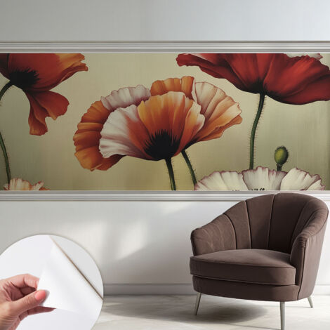 Carta da parati adesiva - fotomurale - facile da applicare - per la soggiorno - camera da letto - Papaveri gioiosi 250x104 cm (1/5)