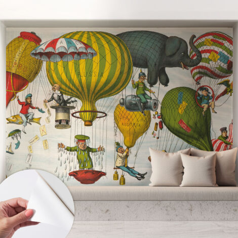 Carta da parati autoadesiva - fotomurale - alta qualità - per la cucina - camera da letto - Viaggio in mongolfiera 208x146 cm (1/5)