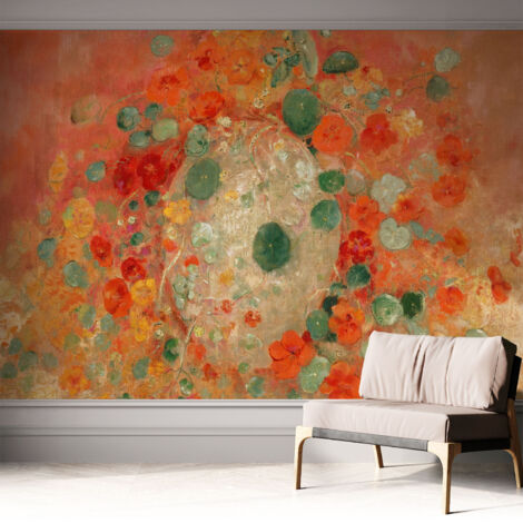 Carta da parati autoadesiva moderna - fotomurale - lavabile - ufficio - design moderno - Fiori astratti 312x219 cm (1/5)