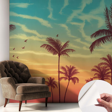 Carta da parati adesiva - fotomurale - facile da applicare - per la soggiorno - camera da letto - Paesaggio tropicale 250x250 cm (1/5)