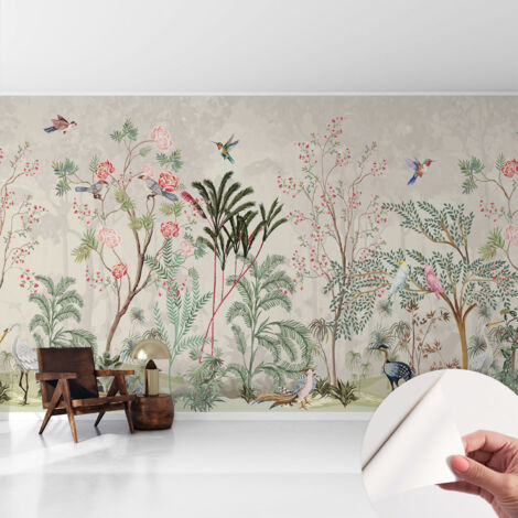 Carta da parati adesiva - lavabile - decorazione murale - per cucina - pellicola decorativa Oasi tropicale 416x254 cm (1/5)