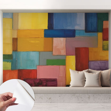Fotomurale adesivo stickers - murali decorativo - soggiorno moderno - effetto realistico - Rettangoli colorati 208x146 cm (1/5)