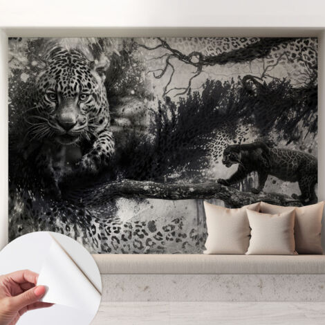 Carta da parati autoadesiva - impermeabile - murale da parete - decorazione murale - Leopardi astratti 208x146 cm (1/5)