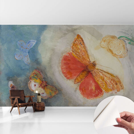 Carta da parati autoadesiva - fotomurale - alta qualità - per la cucina - camera da letto - Farfalle colorate 416x254 cm (1/5)