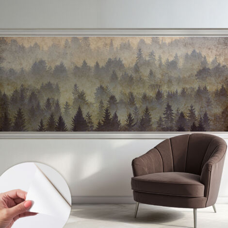 Carta da parati autoadesiva - Fotomurale adesivo - soggiorno moderno - resistente - Nebbia nella foresta 250x104 cm (1/5)