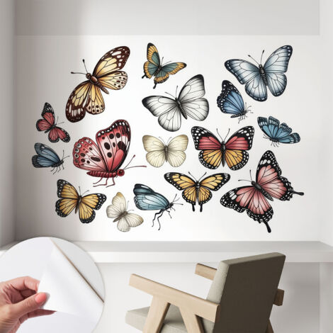 Fotomurale adesivo stickers - murali decorativo - soggiorno moderno - effetto realistico - Farfalle paradisiache 104x70 cm (1/5)