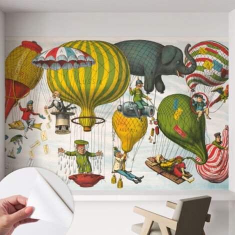 Carta da parati autoadesiva - fotomurale - alta qualità - per la cucina - camera da letto - Viaggio in mongolfiera 152x104 cm (1/5)