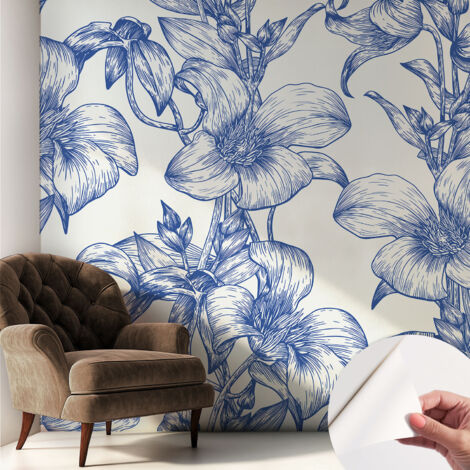 Carta da parati autoadesiva - Fotomurale adesivo - design elegante - stile moderno - Ramoscelli fioriti 250x250 cm (1/5)