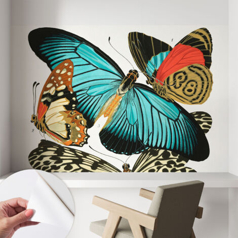 Carta da parati adesiva - fotomurale - facile da applicare - per la soggiorno - camera da letto - Farfalle colorate 104x70 cm (1/5)
