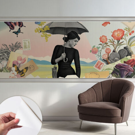 Carta da parati autoadesiva - fotomurale - decorazione parete - stile elegante - decorazione casa - Collage romantico 250x104 cm (1/5)