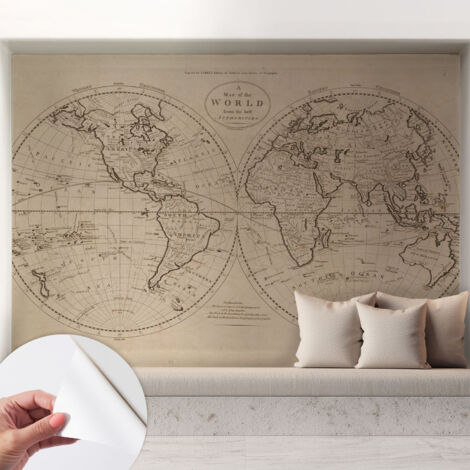 Carta da parati autoadesiva moderna - fotomurale - lavabile - ufficio - design moderno - Vecchia mappa 208x146 cm (1/5)