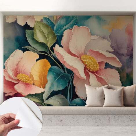 Carta da parati autoadesiva moderna - fotomurale - lavabile - ufficio - design moderno - Eleganza floreale 208x146 cm (1/5)