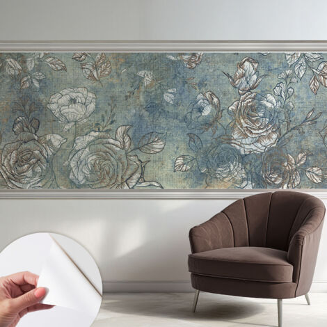 Carta da parati autoadesiva - impermeabile - murale da parete - decorazione murale - Rose romantiche 250x104 cm (1/5)