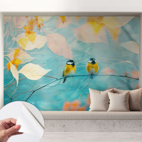 Carta da parati adesiva - fotomurale - facile da applicare - per la soggiorno - camera da letto - Uccelli primaverili 208x146 cm