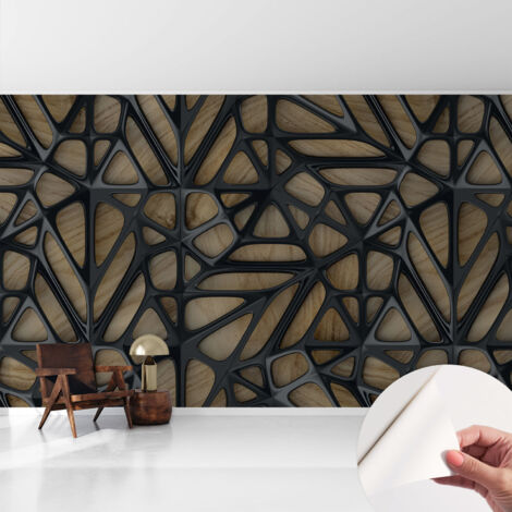 Carta da parati adesiva - lavabile - decorazione murale - per cucina - pellicola decorativa Rete in legno 416x254 cm (1/5)