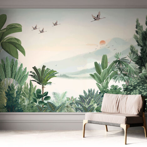 Fotomurale adesivo stickers - murali decorativo - soggiorno moderno - effetto realistico - Oasi tropicale 312x219 cm (1/5)