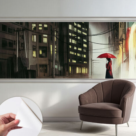 Fotomurale adesivo stickers - per camera da letto - per corridoio - decorazione casa moderna Città piovosa 250x104 cm (1/5)