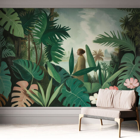 Fotomurale adesivo stickers - murali decorativo - soggiorno moderno - effetto realistico - Giungla esotica 312x219 cm (1/5)