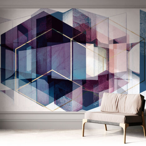 Fotomurale adesivo stickers - murali decorativo - soggiorno moderno - effetto realistico - Cubi geometrici 312x219 cm (1/5)
