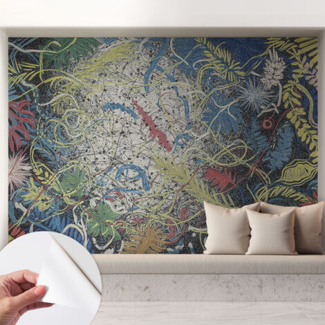 Carta da parati autoadesiva - Fotomurale adesivo - design elegante - stile moderno - Vortici vegetali 208x146 cm (1/5)