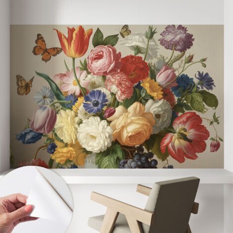Fotomurale adesivo stickers - per camera da letto - per corridoio - decorazione casa moderna Fiori e farfalle 104x70 cm (1/5)
