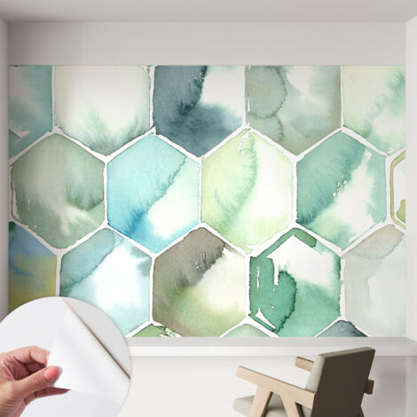 Carta da parati autoadesiva - fotomurale - decorazione parete - murale - adesivo da muro - Esagoni pastello 152x104 cm (1/5)