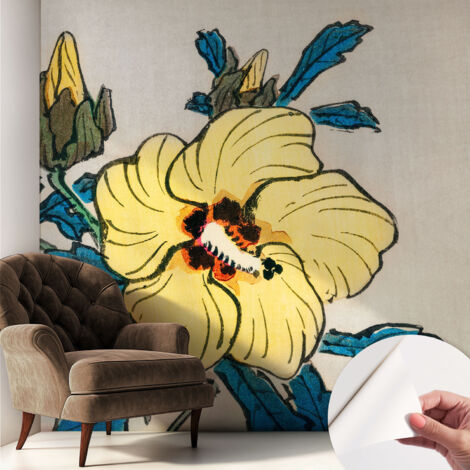 Carta da parati adesiva - fotomurale - facile da applicare - per la soggiorno - camera da letto - Fiore giallo 250x250 cm (1/5)
