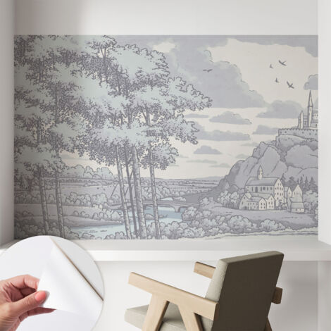 Carta da parati autoadesiva - fotomurale - decorazione parete - stile elegante - decorazione casa - Paesaggio fiabesco 104x70 cm (1/5)