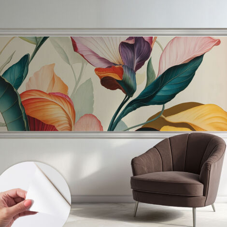 Carta da parati autoadesiva - fotomurale - decorazione parete - stile elegante - decorazione casa - Fiori colorati 250x104 cm (1/5)