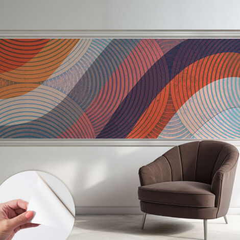 Carta da parati adesiva - lavabile - decorazione murale - per cucina - pellicola decorativa Onde colorate 250x104 cm