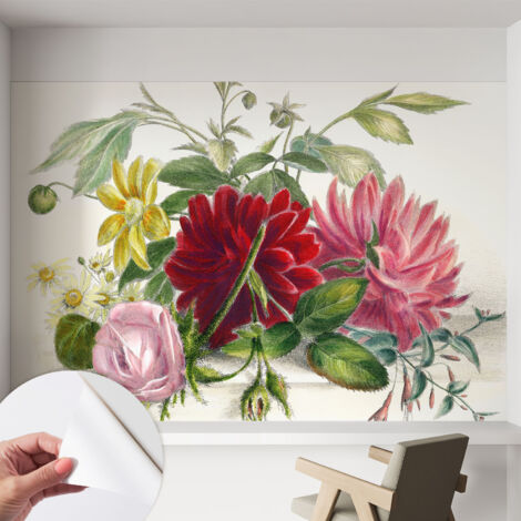 Carta da parati autoadesiva - Fotomurale adesivo - soggiorno moderno - resistente - Mazzo di fiori 152x104 cm (1/5)