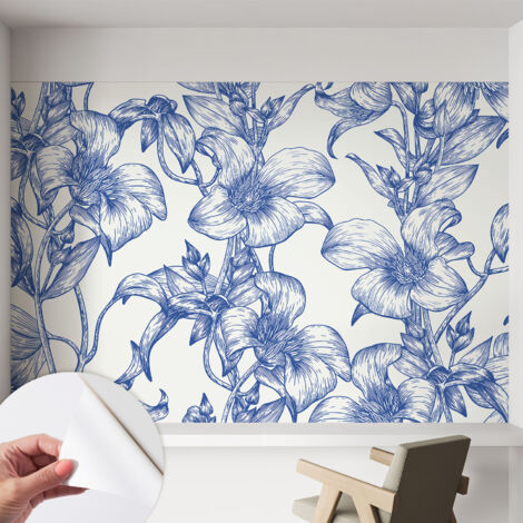 Carta da parati autoadesiva - fotomurale - decorazione parete - stile elegante - decorazione casa - Ramoscelli fioriti 152x104 cm (1/5)
