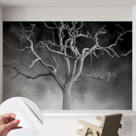 Fotomurale adesivo - murale da parete - Carta da parati autoadesiva - design parete moderno - Albero nebbioso 152x104 cm (1/5)