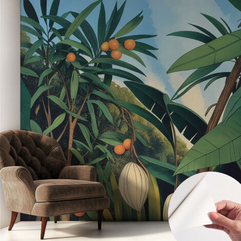 Carta da parati autoadesiva - fotomurale - decorazione parete - stile elegante - decorazione casa - Giungla tropicale 250x250 cm (1/5)