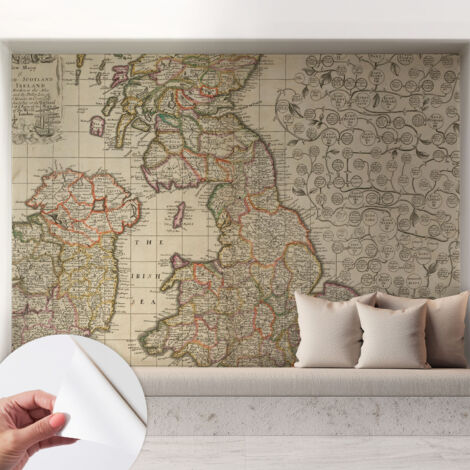 Fotomurale adesivo stickers - murali decorativo - soggiorno moderno - effetto realistico - Mappa storica 208x146 cm (1/5)