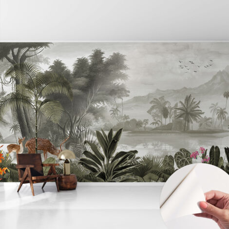 Carta da parati autoadesiva - impermeabile - murale da parete - decorazione murale - Oasi tropicale 416x254 cm (1/5)