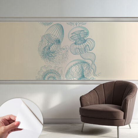 Carta da parati autoadesiva moderna - fotomurale - lavabile - ufficio - design moderno - Meduse marine 250x104 cm (1/5)