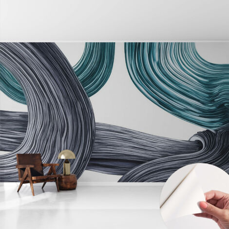 Fotomurale adesivo - murale da parete - Carta da parati autoadesiva - design parete moderno - Linee fluide 416x254 cm (1/5)