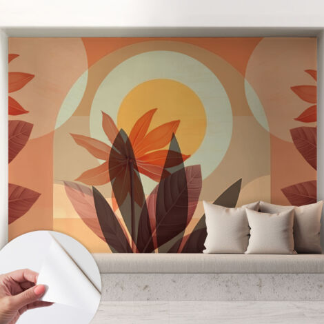 Carta da parati adesiva - lavabile - decorazione murale - per cucina - pellicola decorativa Astrazione floreale 208x146 cm (1/5)