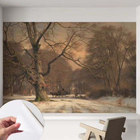 Carta da parati autoadesiva - Fotomurale adesivo - soggiorno moderno - resistente - Paesaggio invernale 152x104 cm (1/5)