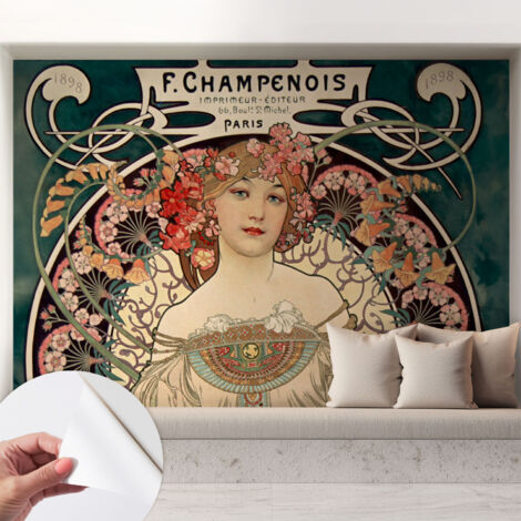Carta da parati autoadesiva moderna - fotomurale - lavabile - ufficio - design moderno - Simmetria floreale 208x146 cm (1/5)