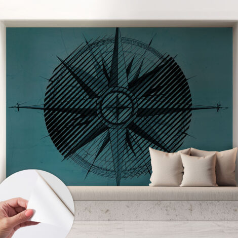 Carta da parati autoadesiva - Fotomurale adesivo - soggiorno moderno - resistente - Bussola marina 208x146 cm (1/5)