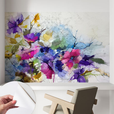 Carta da parati autoadesiva - fotomurale - decorazione parete - stile elegante - decorazione casa - Fiori astratti 104x70 cm (1/5)