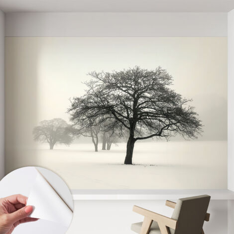 Fotomurale adesivo stickers - murali decorativo - soggiorno moderno - effetto realistico - Alberi invernali 152x104 cm (1/5)